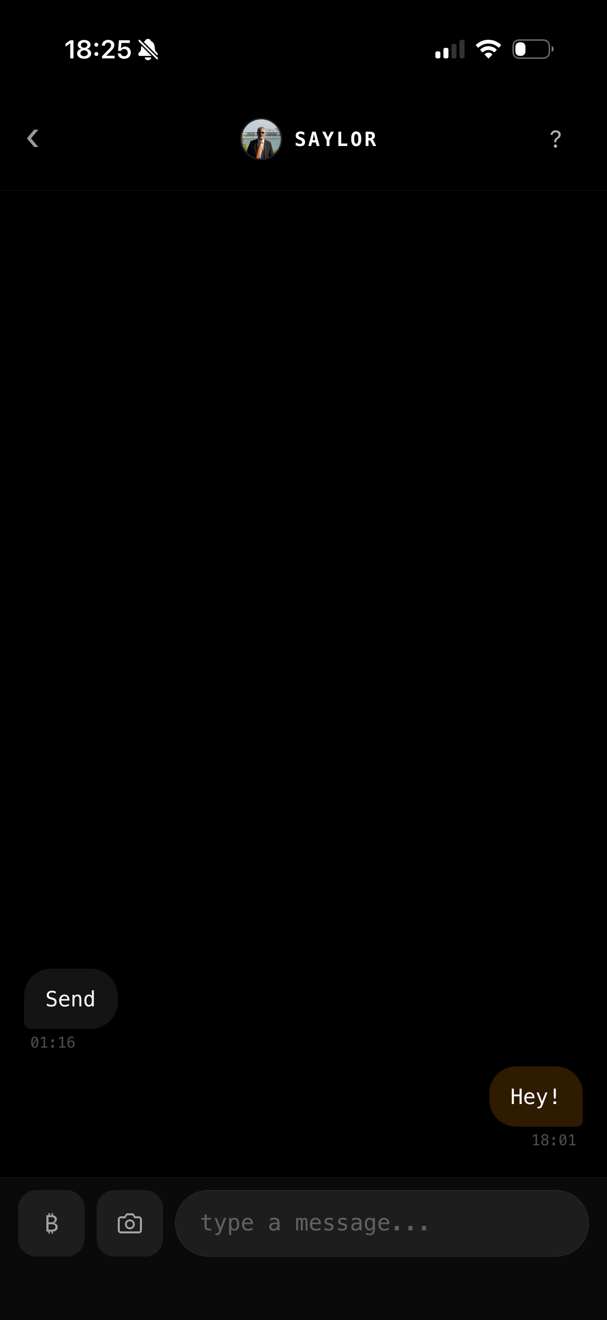 A PayCashu chat with Saylor — dark mode